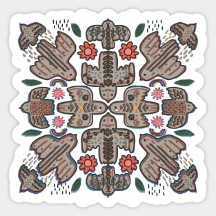 Birds, rainbows, flowers, the moon and stars tribal pattern Sticker